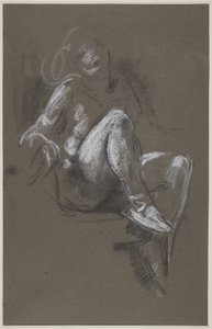 Seated Nude Girl Wearing Ballet Shoes